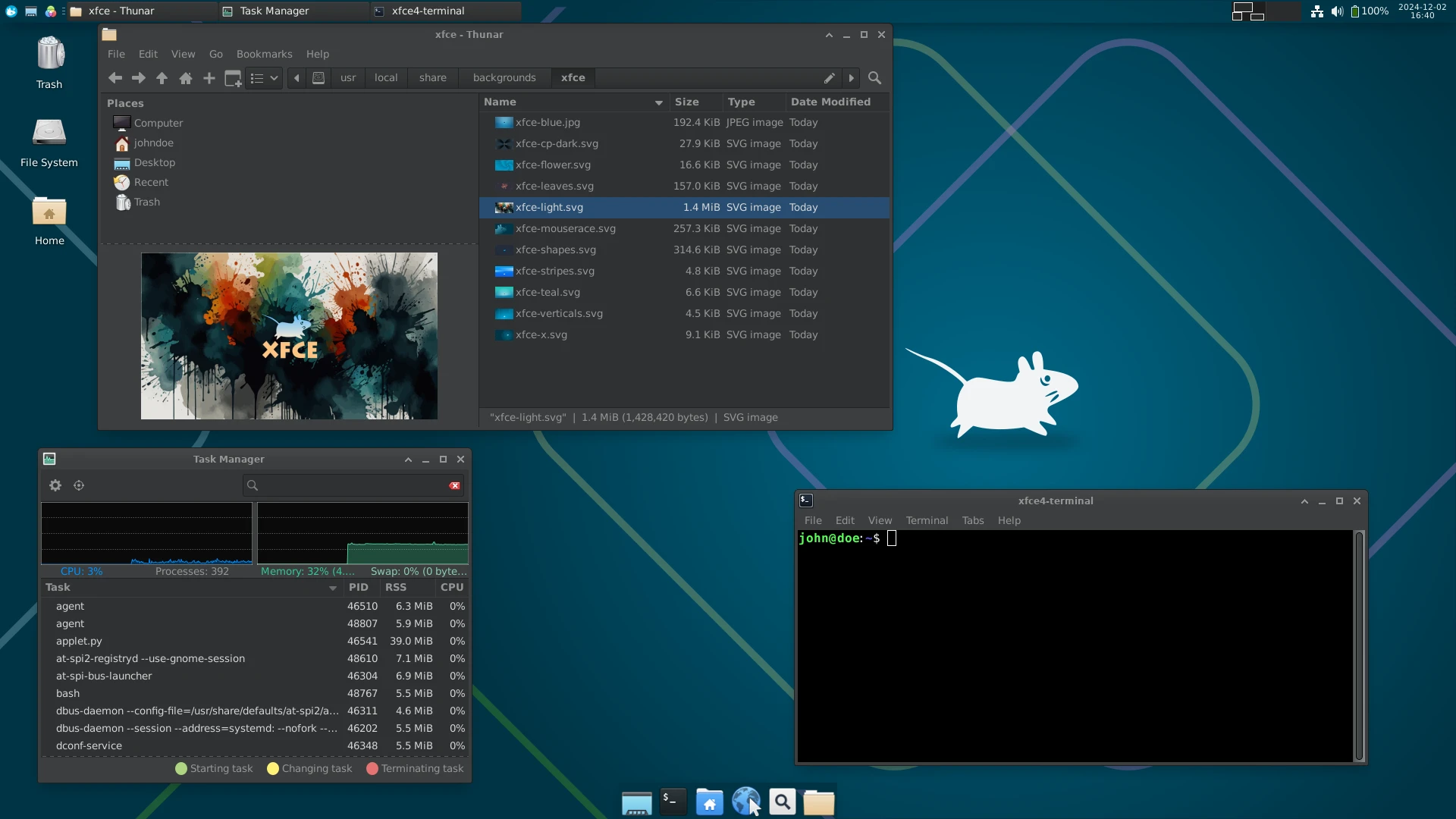 Xfce4.20の公式スクリーンショット